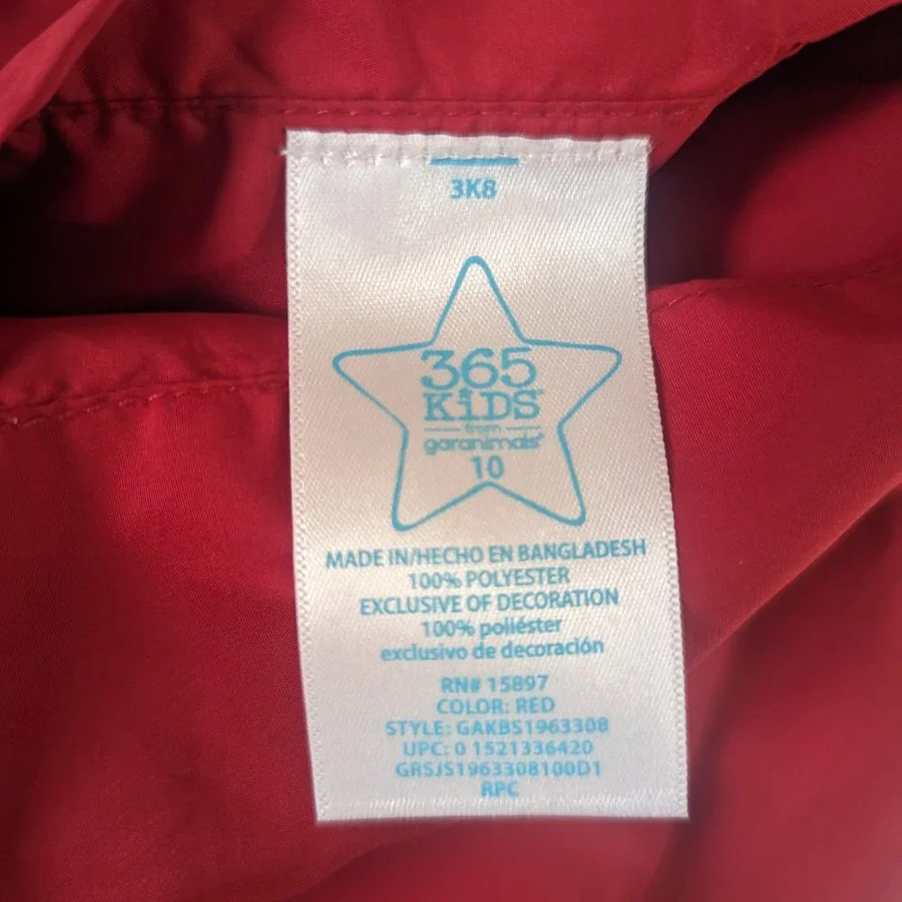 365 Kids Monster Shark Surfing Reversible Hooded Red Light Rain/Wind Jacket - Picture 12 of 12